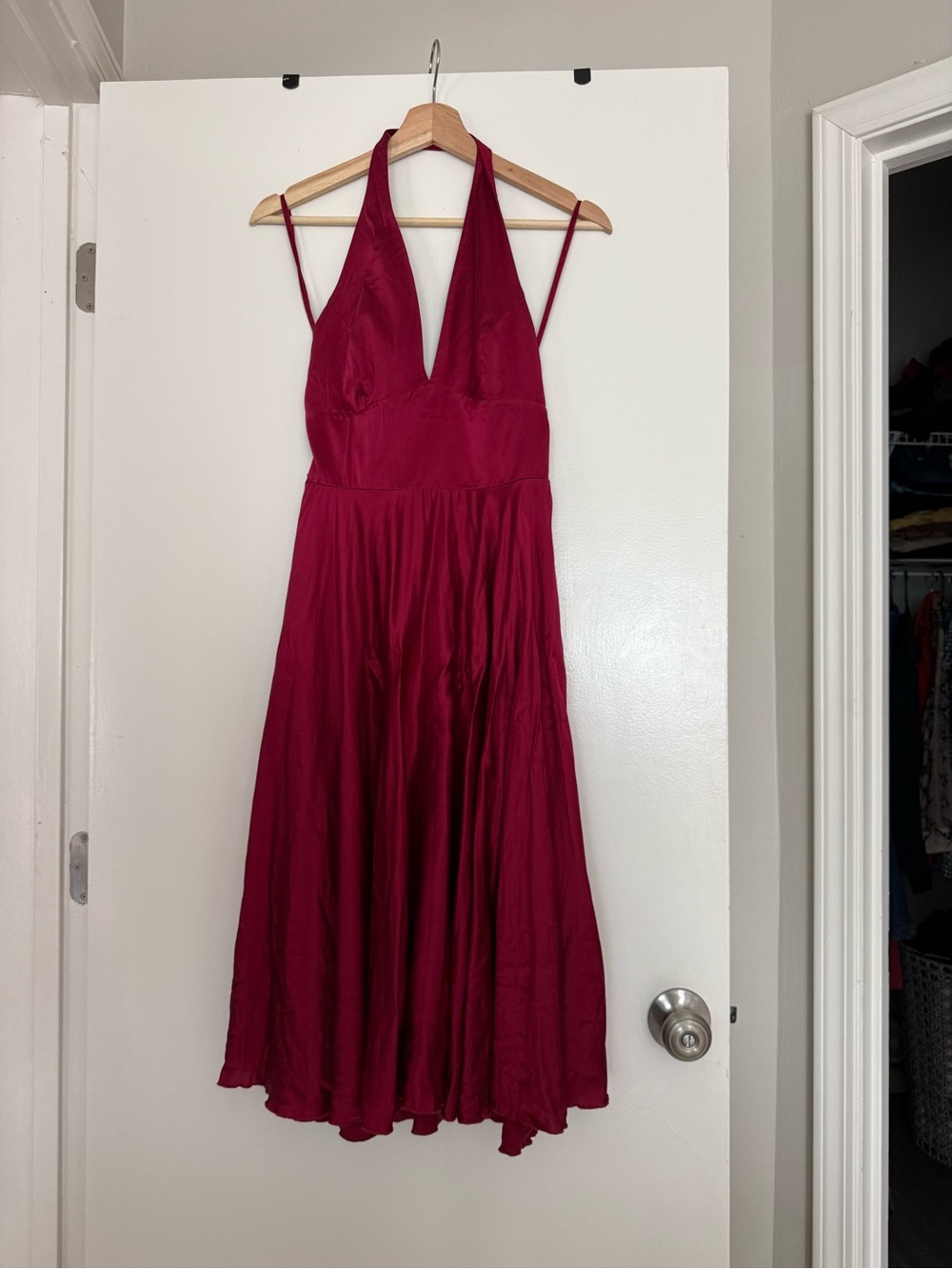 Vintage Max and Cleo 100% Silk Red Halter Dress